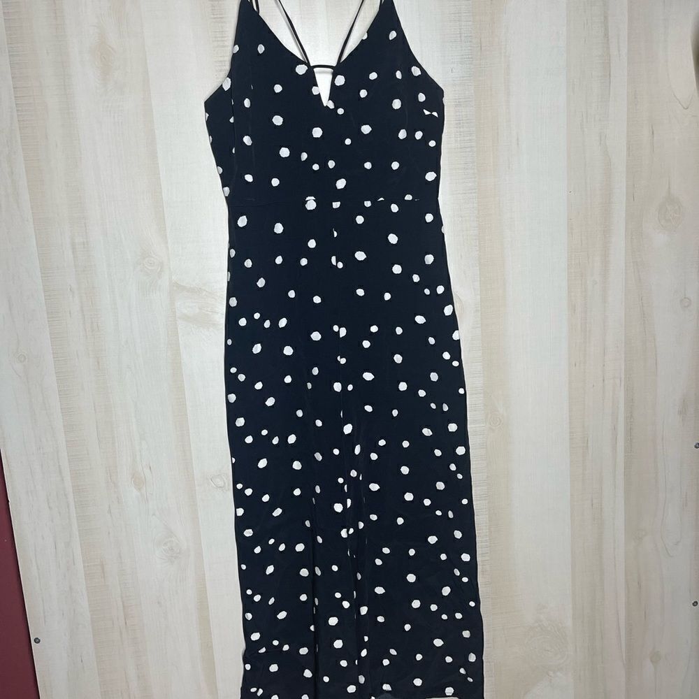 Topshop black with white polka dot romper, size 6